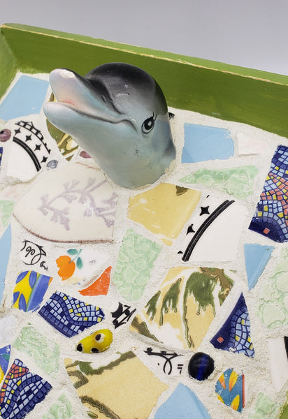 Doo-dad tray • china Dolphin + mosaic