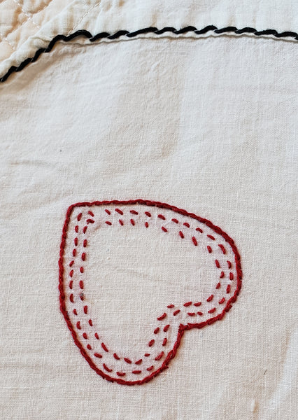 Embroidered bridge table cover • c. 1930s-1950s