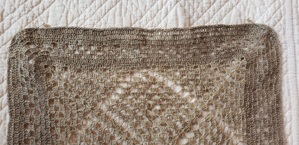 Handspun flax + crocheted items • "way over 100 yrs old"