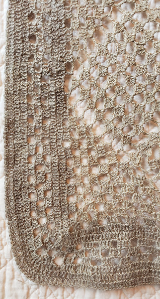 Handspun flax + crocheted items • "way over 100 yrs old"
