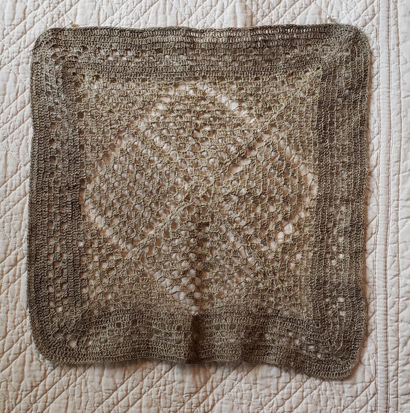 Handspun flax + crocheted items • "way over 100 yrs old"