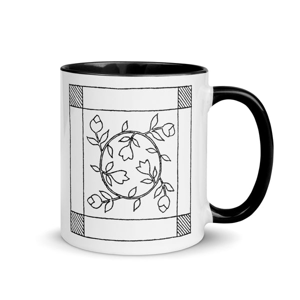Dunton "Old Quilts" logo "splash of color" mug