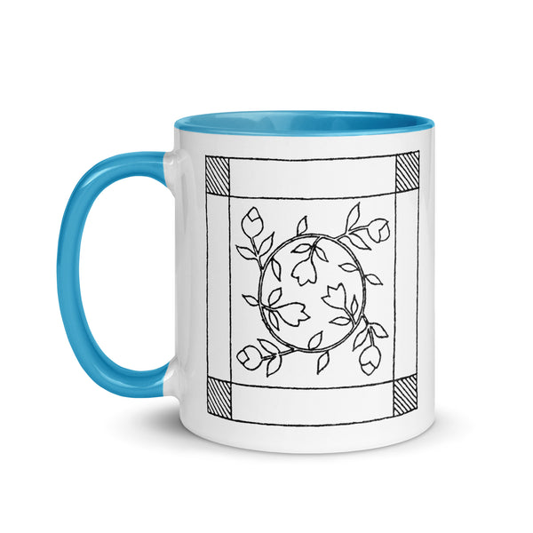 Dunton "Old Quilts" logo "splash of color" mug