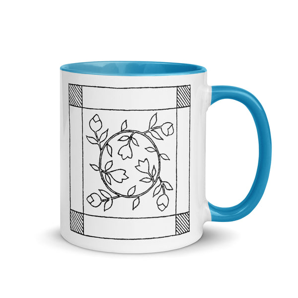 Dunton "Old Quilts" logo "splash of color" mug