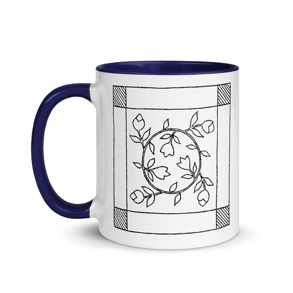 Dunton "Old Quilts" logo "splash of color" mug