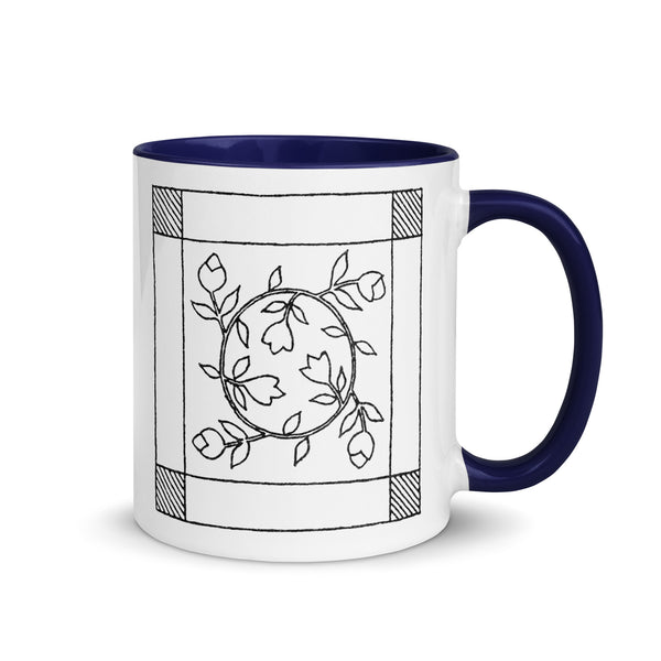 Dunton "Old Quilts" logo "splash of color" mug