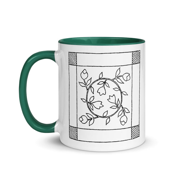 Dunton "Old Quilts" logo "splash of color" mug