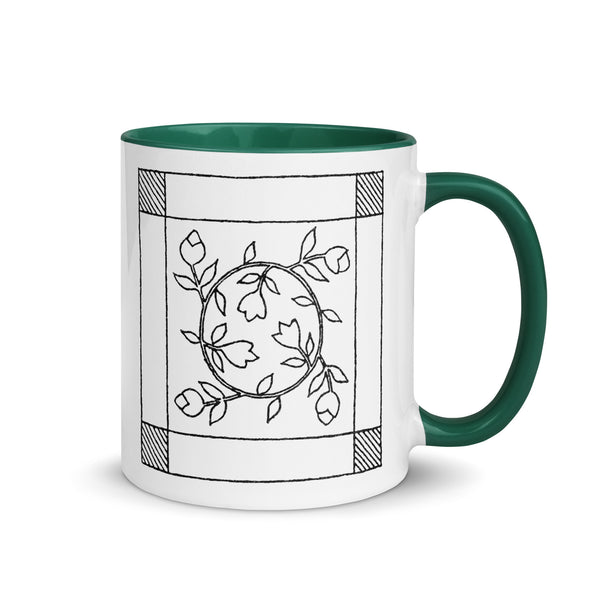 Dunton "Old Quilts" logo "splash of color" mug