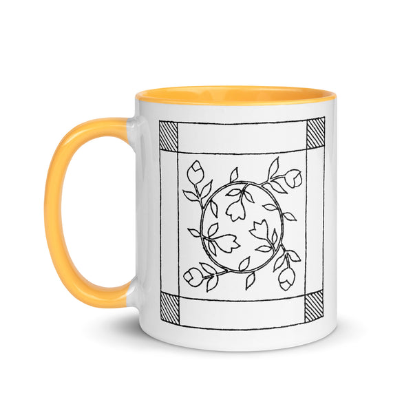 Dunton "Old Quilts" logo "splash of color" mug