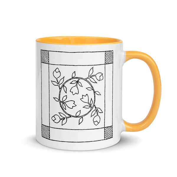 Dunton "Old Quilts" logo "splash of color" mug