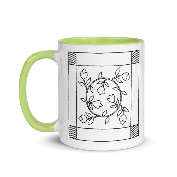 Dunton "Old Quilts" logo "splash of color" mug
