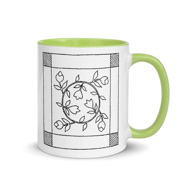 Dunton "Old Quilts" logo "splash of color" mug