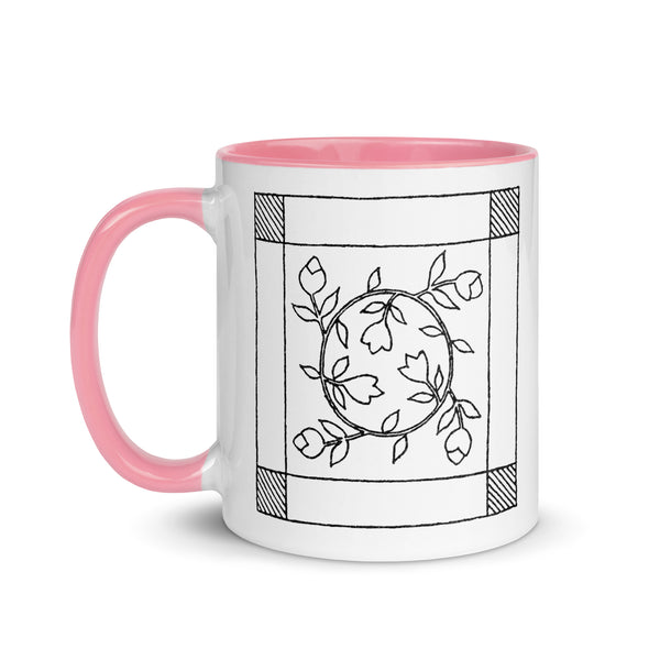 Dunton "Old Quilts" logo "splash of color" mug