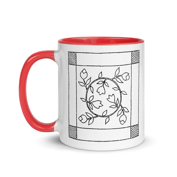Dunton "Old Quilts" logo "splash of color" mug
