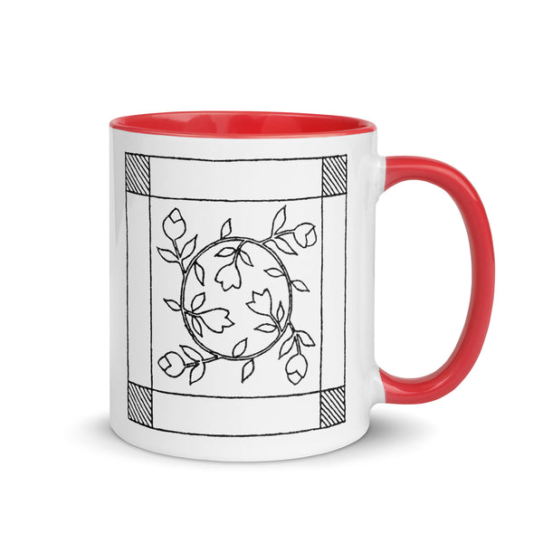 Dunton "Old Quilts" logo "splash of color" mug