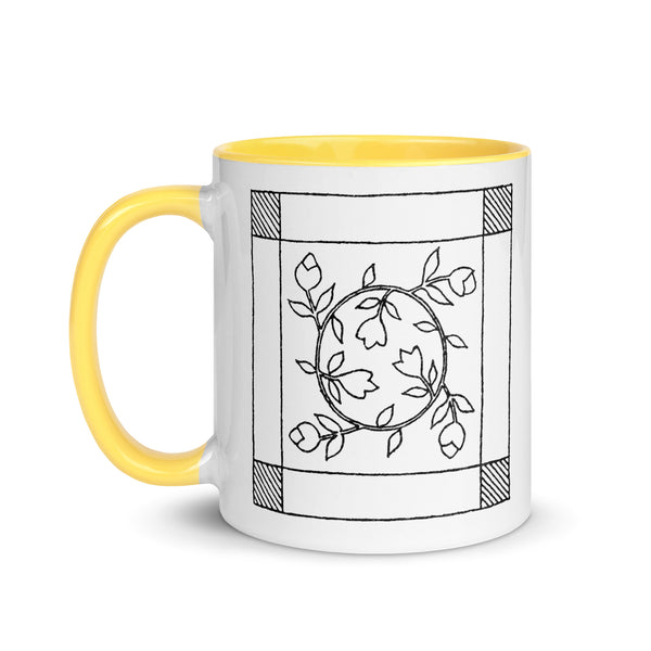 Dunton "Old Quilts" logo "splash of color" mug