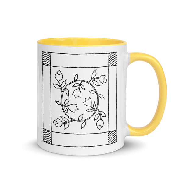 Dunton "Old Quilts" logo "splash of color" mug