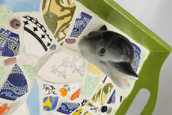 Doo-dad tray • china Dolphin + mosaic