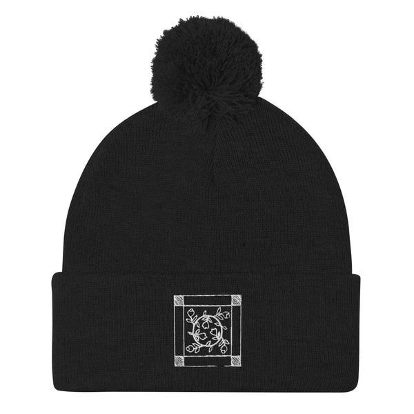 Dunton "Old Quilts" logo embroidered pom-pom beanie