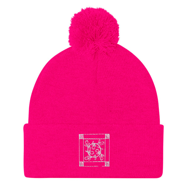 Dunton "Old Quilts" logo embroidered pom-pom beanie