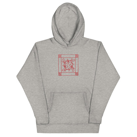 Dunton "Old Quilts" red embroidered logo hoodie